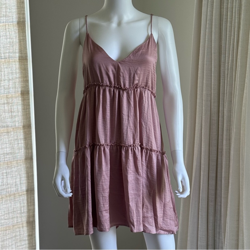 New never worn sample Feel The Piece Silky Pink Baby Doll Mini Dress Size Small